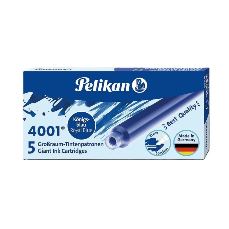 Naboje atramentowe długie 5szt niebieskie, PELIKAN