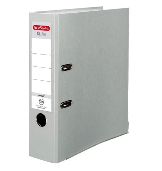 Segregator A4 8cm PP popielaty Q file, HERLITZ