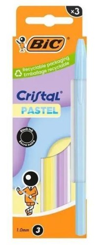 Długopis Cristal Pastel 1mm czarny 3szt BIC, BIC