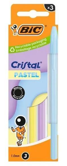 Długopis Cristal Pastel 1mm czarny 3szt BIC, BIC