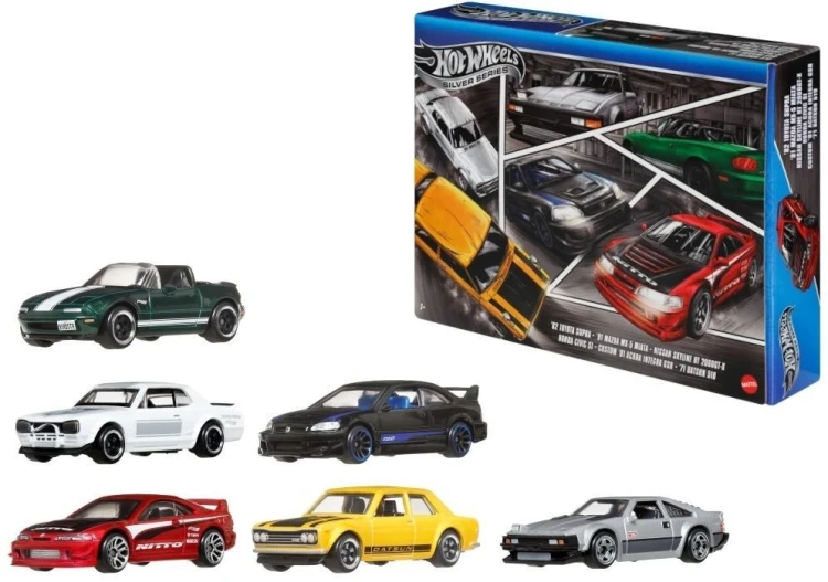 Hot Wheels Silver Japan 6PK, Mattel