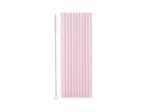 Słomki plastikowe różowe 23cm 12szt