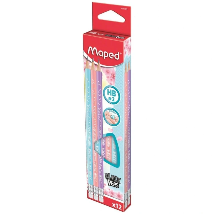 Ołówek Blackpeps Pastel HB z gumką (12szt) MAPED