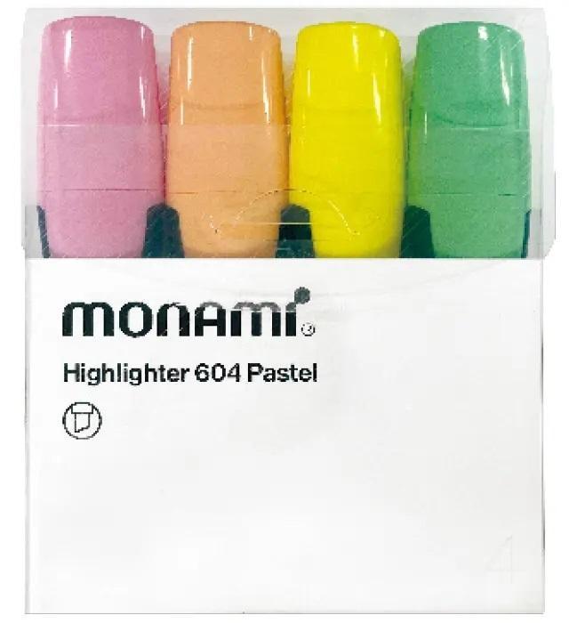 Zakreślacz 604 komplet 4szt pastel MONAMI