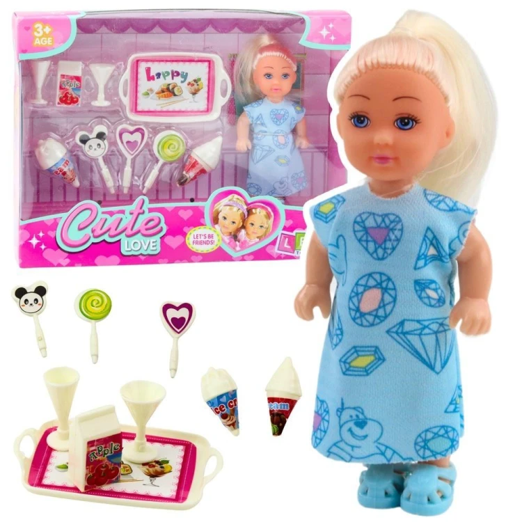 Mini laleczka z akcesoriami lodziarnia, Leantoys