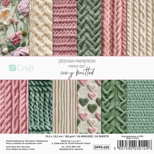 Zestaw papierów cozy knitted 15,2x15,2cm 24 kartki