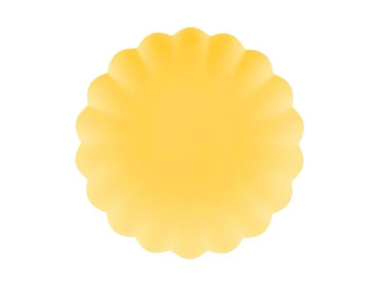 Talerzyki plastikowe Falbanka żółte 22cm 4 szt