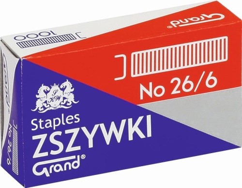 Zszywki 26/6 (1000szt*10) GRAND, Grand