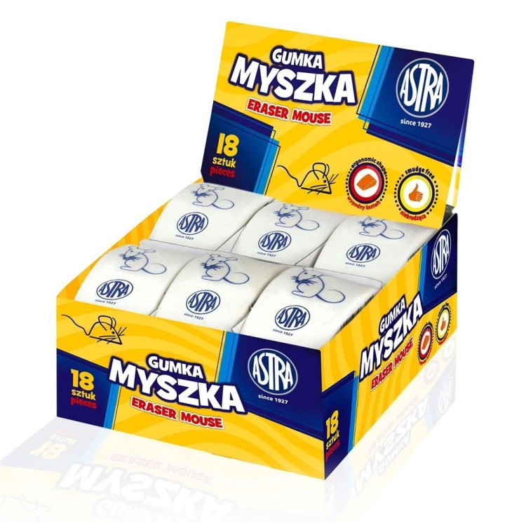 Gumka myszka (18szt) ASTRA, ASTRA papiernicze
