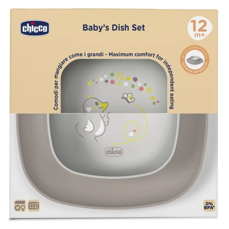 Zestaw 2 talerzy szary 12m+, Chicco