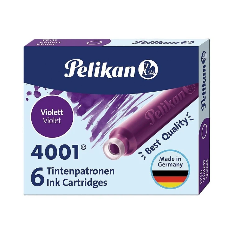 Naboje atramentowe krótkie 6szt fioletowe, PELIKAN