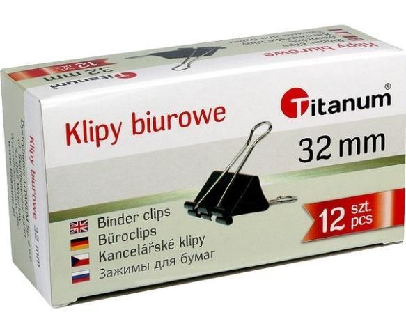 Klipy biurowe 32mm 12szt, Titanum