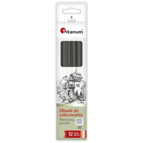 Ołówki do szkicowania 3B 12szt, Titanum