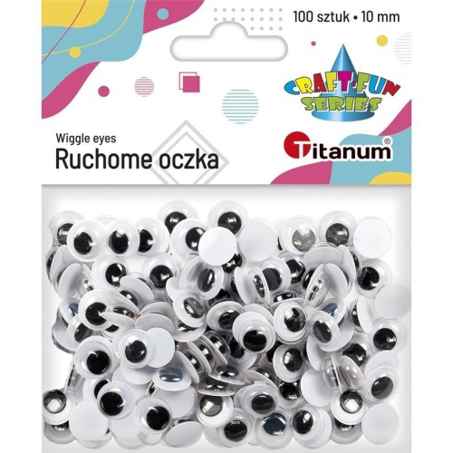 Oczy bez kleju i rzęs 10mm 100szt, Titanum