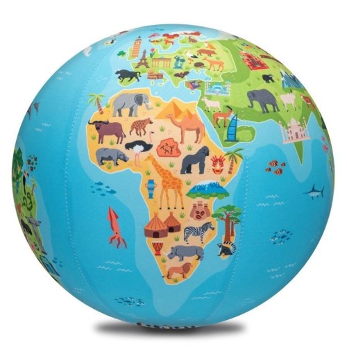 Piłka balonowa globus kontynenty ze zwierzątami
