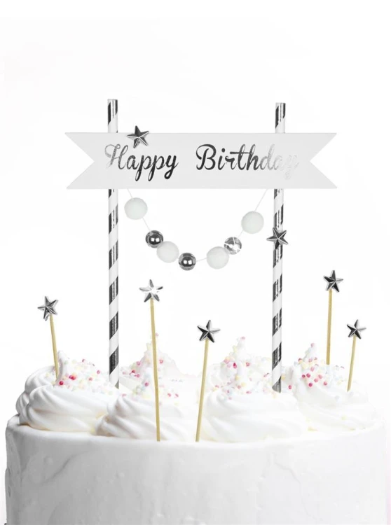 Piker Happy Birthday srebrny