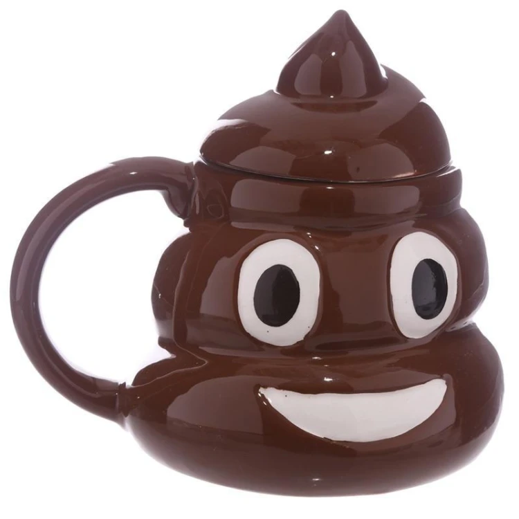 Kubek ceramiczny w emotikony z pokrywką - Kupka