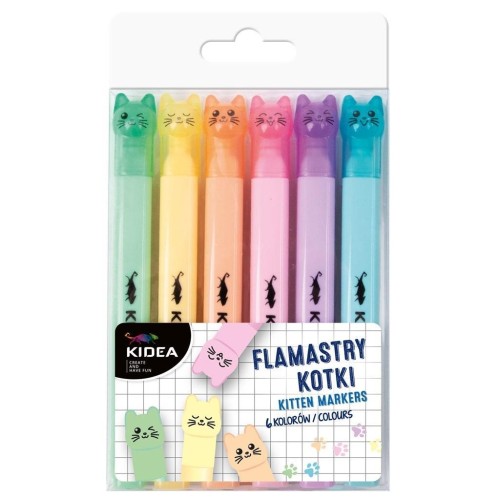 Flamastry kotki 6 kolorów KIDEA, DERFORM