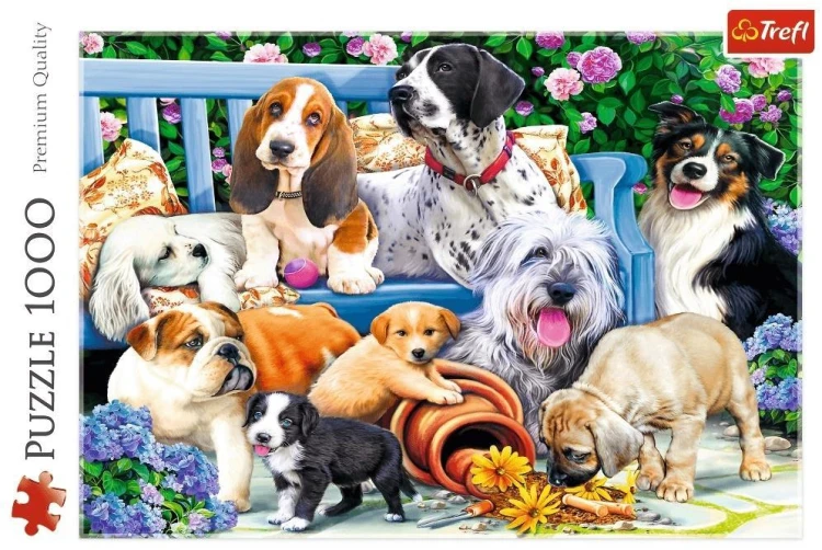 Puzzle 1000 Psy w ogrodzie TREFL, Trefl