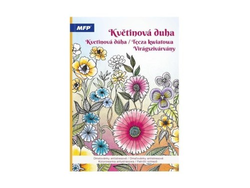 Kolorowanka antystresowa tęcza kwiatowa