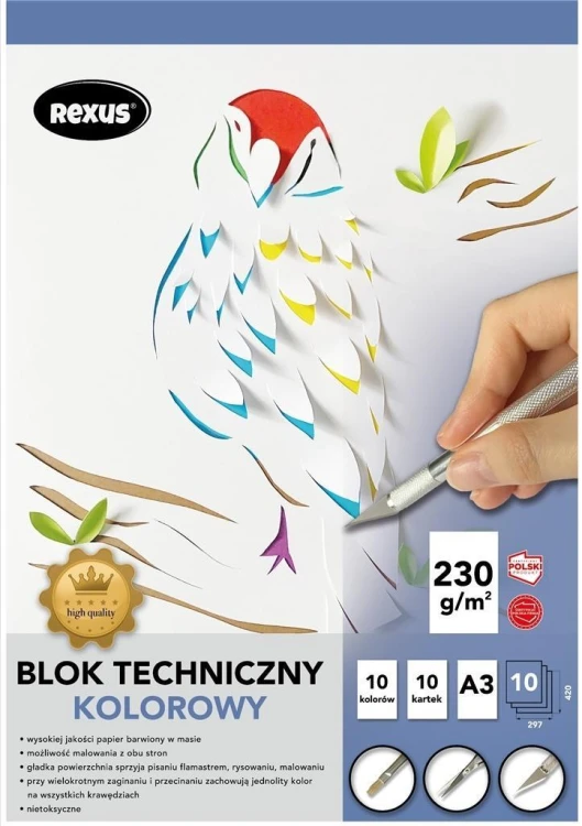 Blok techniczny A3/10K kolorowy barwiony, Beniamin