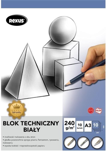 Blok techniczny A3/10K biały Premium, Beniamin