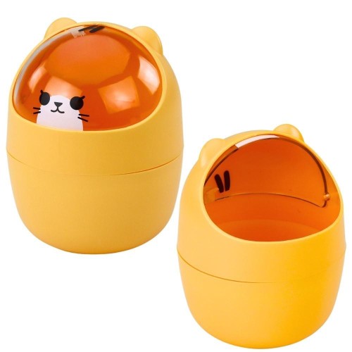 Mini kosz na biurko Miś pomarańczowy 1L 16cm