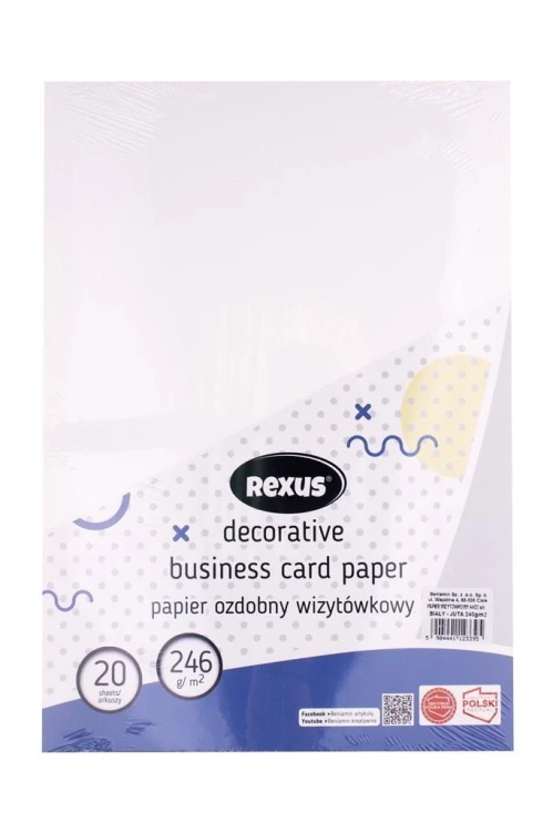 Papier wizytówkowy A4/20K biały Juta, Beniamin