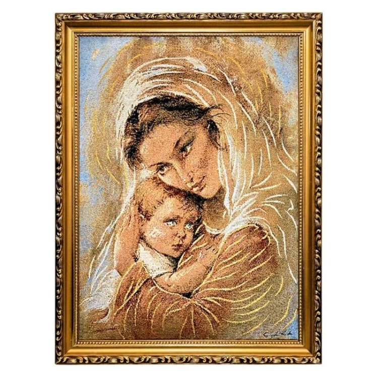 Obraz Haftowany Matka Boża z dzieciątkiem 42x32cm