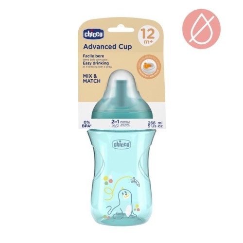 Kubek niekapek ze slowką 266ml turkusowy 12m+