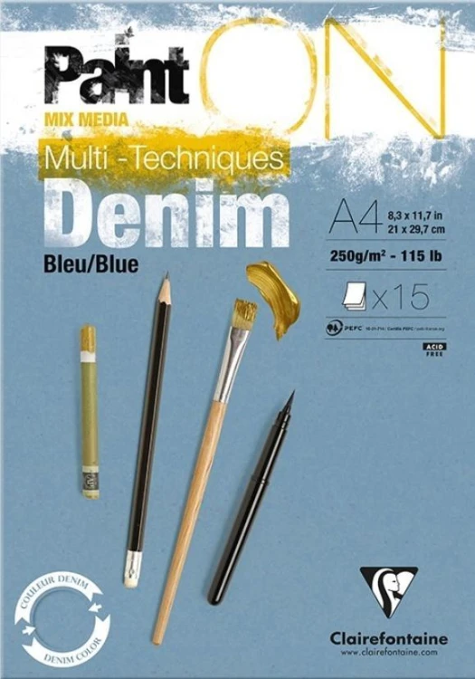 Blok A4 dżinsowy 250g 15ark, Clairefontaine