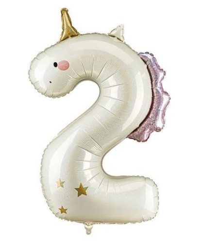 Balon foliowy Cyfra 2 Jednorożec 93cm