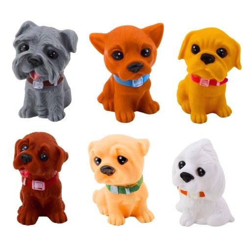 Zestaw figurek pieski gumowe 8cm 6szt, Leantoys