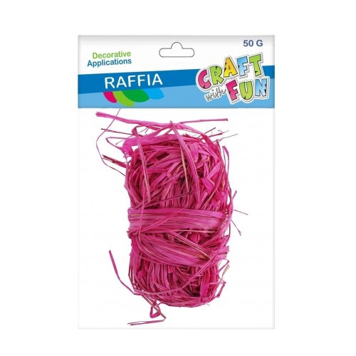 Sznurek rafia różowy 50g, Craft with Fun