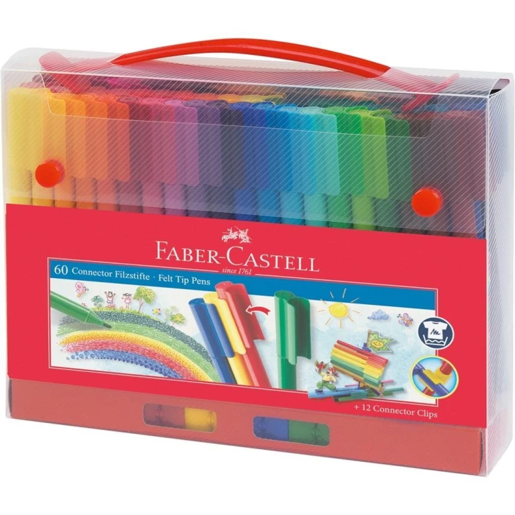 Flamastry Connector 60szt w walizce, Faber Castell
