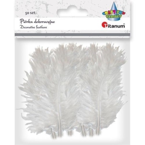 Piórka puch indyk 9-15cm białe 50szt, Titanum