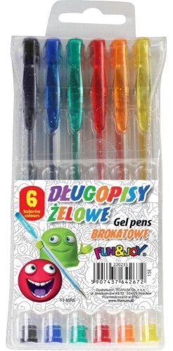 Długopisy żelowe brokatowe 6 kolorów, Titanum