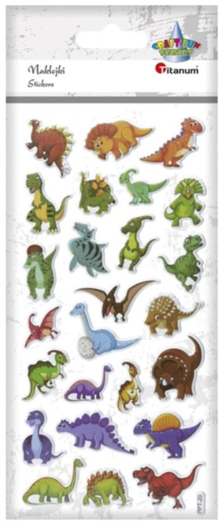 Naklejki wypukłe miękkie dinozaury 25szt, Titanum