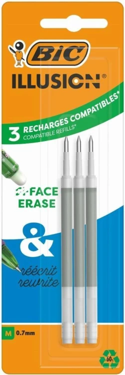 Wkład żelowy Illusion 0,7mm zielony 3szt BIC, BIC