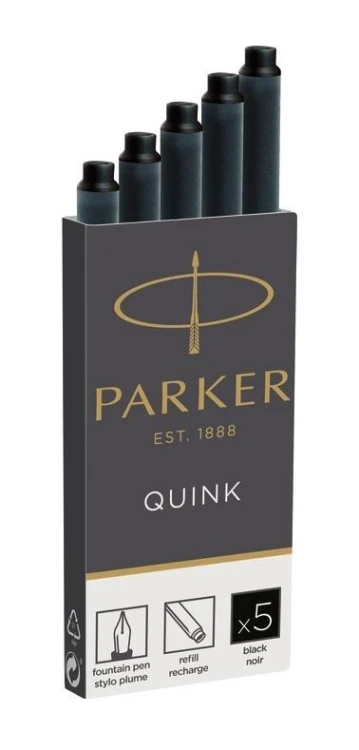 Naboje z atramentem Quink czarne 5szt, Parker
