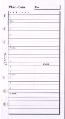 Wkład do organizera ST Plan dnia, Antra