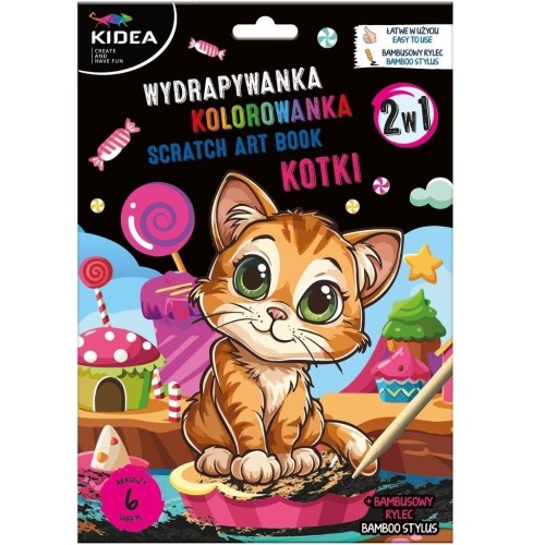 Wydrapywanka z kolorowanką 2w1 Kotki KIDEA