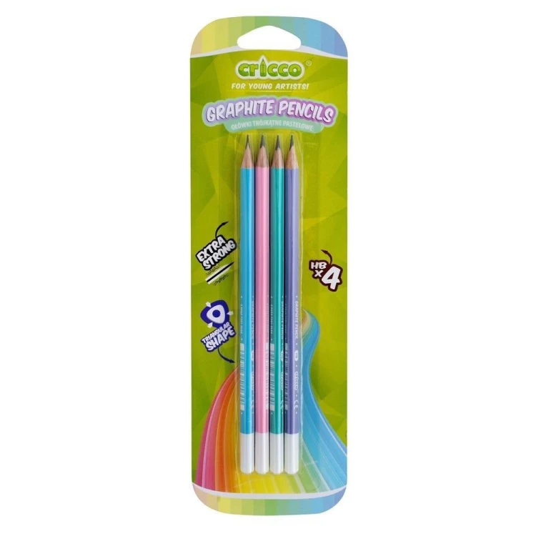 Ołówek trójkątny pastel HB 4szt. CRICCO, Cricco
