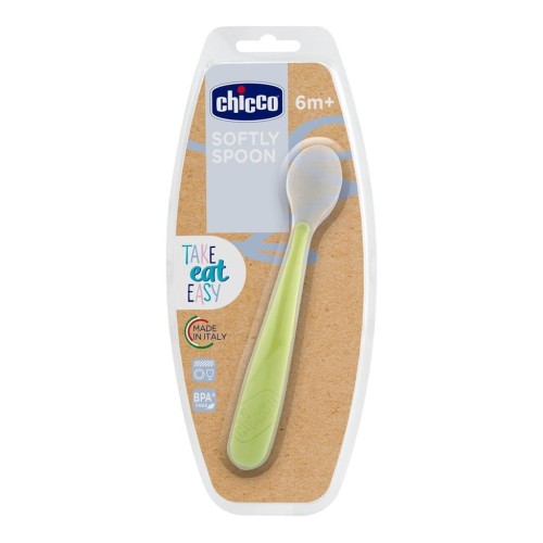 Łyżeczka miękka silikonowa zielona 6m+, Chicco