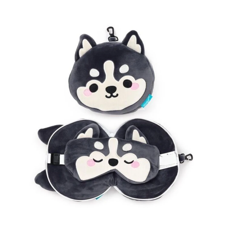 Poduszka podróżna i maska na oczy Pies Husky