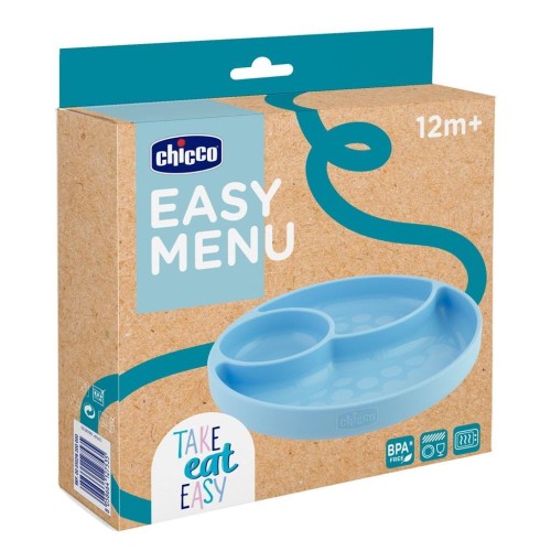 Talerz silikonowy 3-dzielny 12m+ niebieski, Chicco