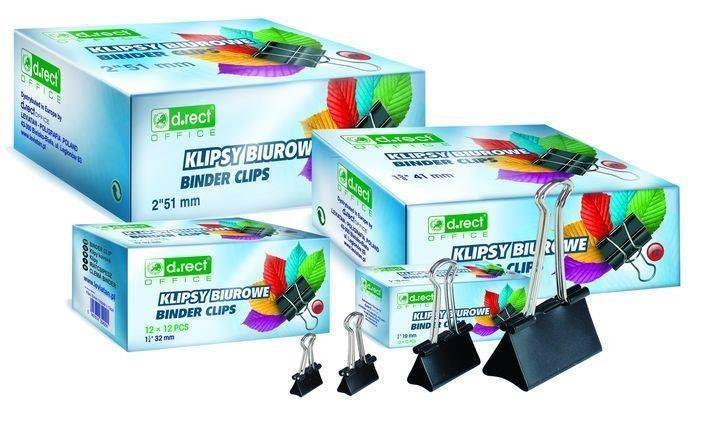 Klipsy biurowe 51mm 12szt D.RECT, D.RECT
