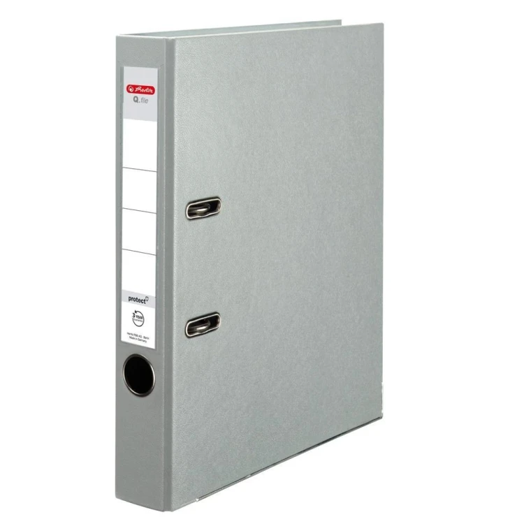 Segregator A4 5cm PP popielaty Q file, HERLITZ