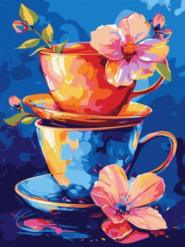 Malowanie po numerach - Filiżanki 30x40cm, Ideyka