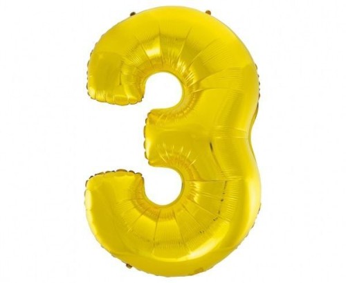 Balon foliowy B&C cyfra 3 złota 92cm